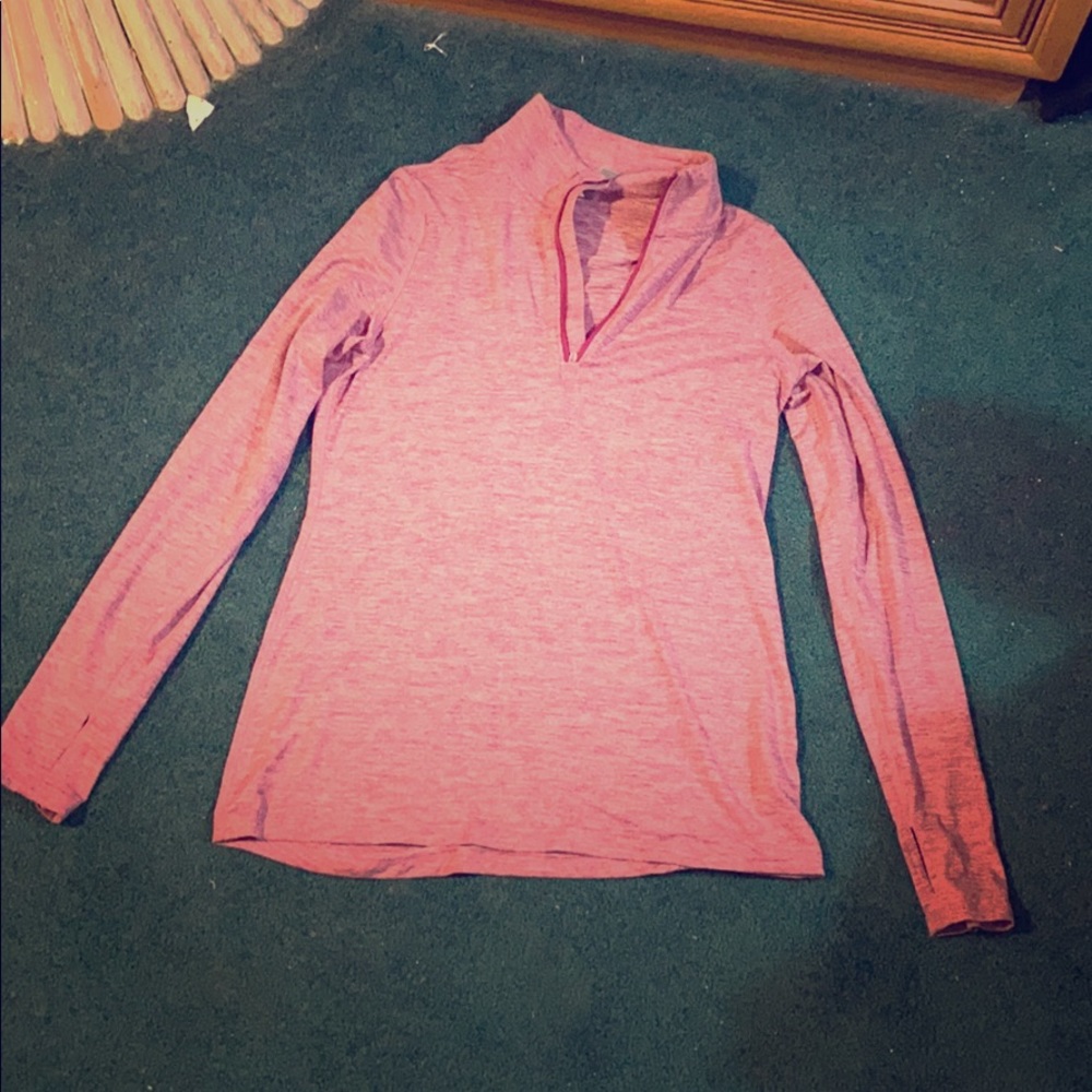 Pink long sleeved workout top